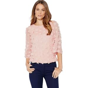 New York & Co (7th Avenue Design), Floral Embellished Blouse w/ 3/4 Sleeves